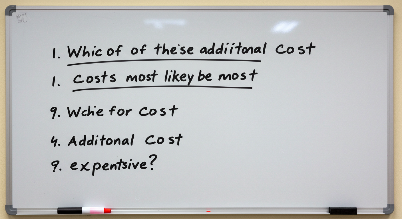 Which of These Additional Costs Will Most Likely Be the Most Expensive?